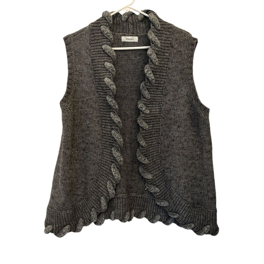 Dressbarn Dark Grey Open Boho Artsy Wool Blend Knit Sweater Vest Size‎ 18/20